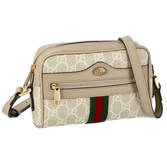Gucci Shoulder Bag Ophidia GG Supreme Canvas Leather Beige - Picture 1 of 3